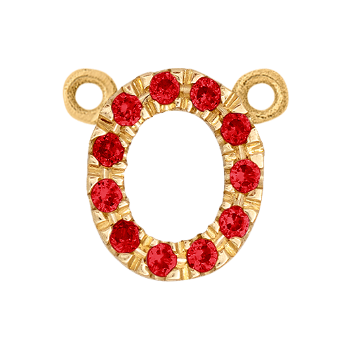 Ruby + 14k Yellow Gold Letter Charm