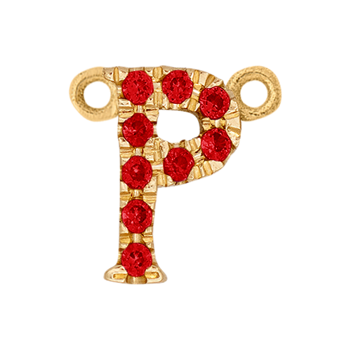 Ruby + 14k Yellow Gold Letter Charm