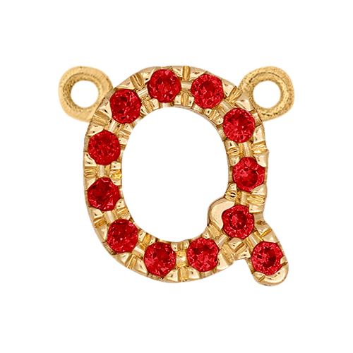 Ruby + 14k Yellow Gold Letter Charm