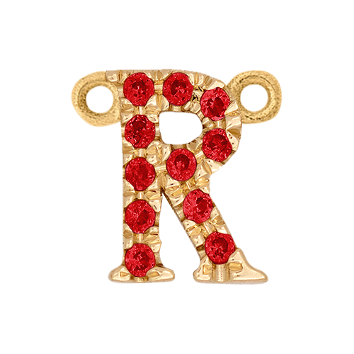 Ruby + 14k Yellow Gold Letter Charm