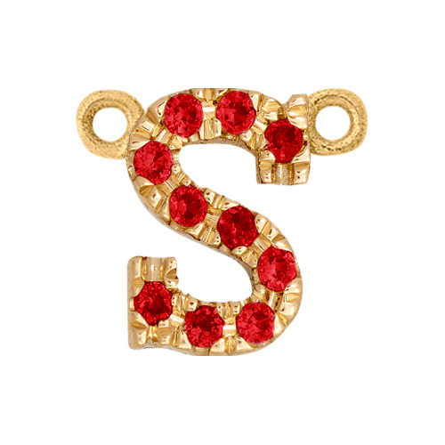 Ruby + 14k Yellow Gold Letter Charm