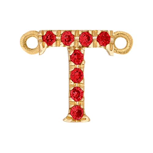 Ruby + 14k Yellow Gold Letter Charm