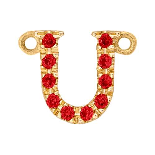 Ruby + 14k Yellow Gold Letter Charm