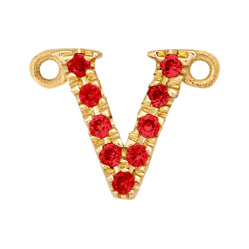 Ruby + 14k Yellow Gold Letter Charm