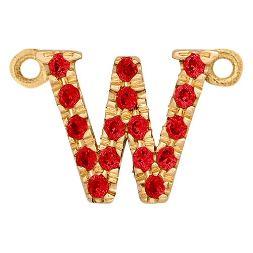 Ruby + 14k Yellow Gold Letter Charm
