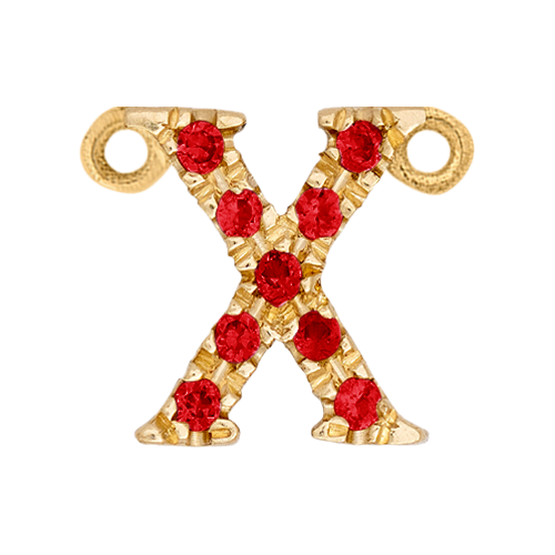 Ruby + 14k Yellow Gold Letter Charm