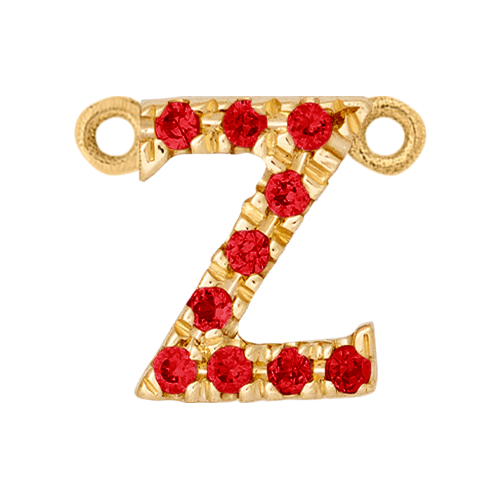 Ruby + 14k Yellow Gold Letter Charm