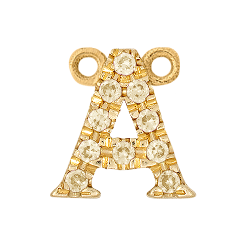 Yellow Sapphire + 14k Yellow Gold Letter Charm