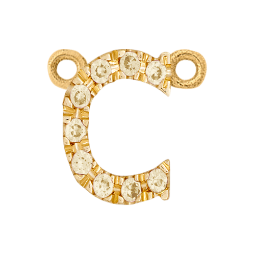 Yellow Sapphire + 14k Yellow Gold Letter Charm
