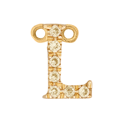Yellow Sapphire + 14k Yellow Gold Letter Charm