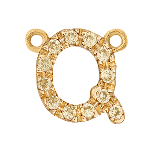 Yellow Sapphire + 14k Yellow Gold Letter Charm