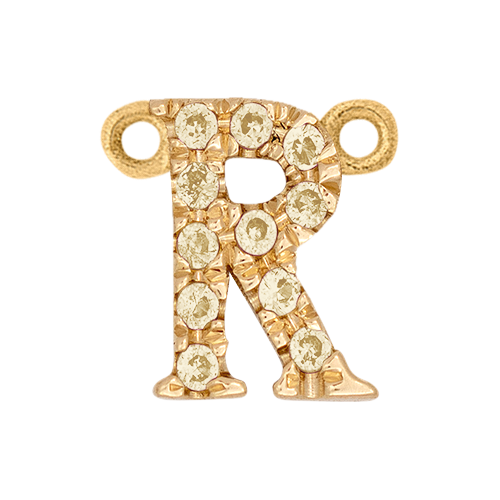 Yellow Sapphire + 14k Yellow Gold Letter Charm