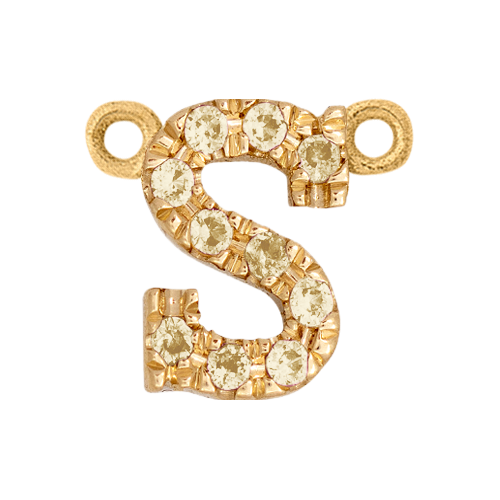 Yellow Sapphire + 14k Yellow Gold Letter Charm