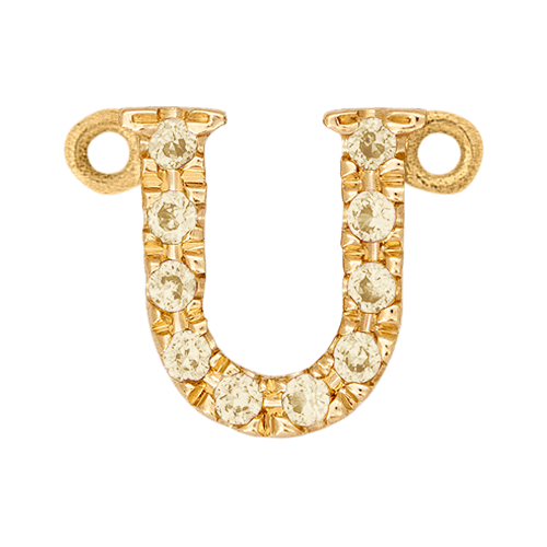 Yellow Sapphire + 14k Yellow Gold Letter Charm