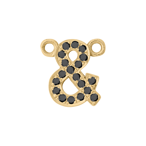 Black Diamond + 14k Yellow Gold Letter Charm