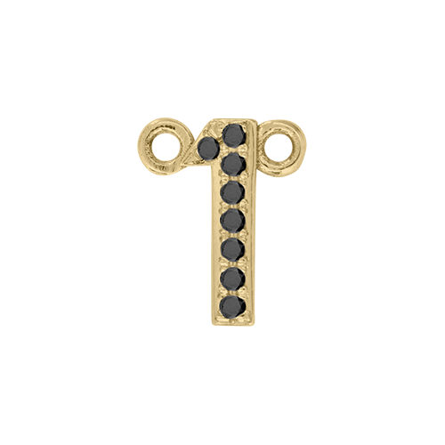 Black Diamond + 14k Yellow Gold Letter Charm
