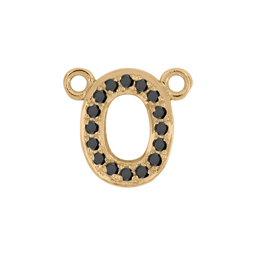 Black Diamond + 14k Yellow Gold Number Charm