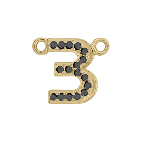 Black Diamond + 14k Yellow Gold Letter Charm