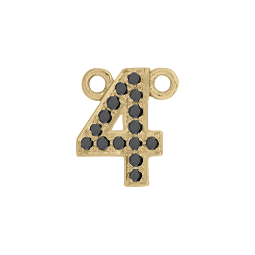 Black Diamond + 14k Yellow Gold Number Charm