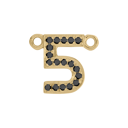 Black Diamond + 14k Yellow Gold Letter Charm