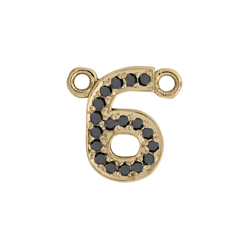 Black Diamond + 14k Yellow Gold Letter Charm