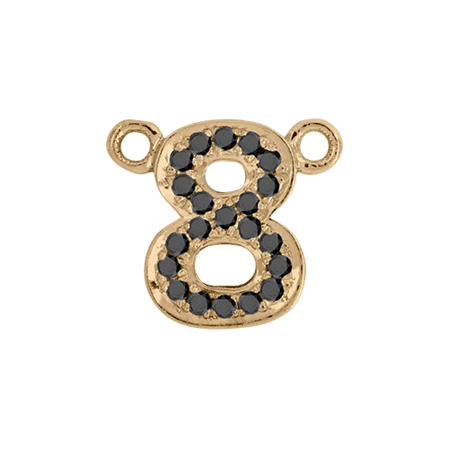 Black Diamond + 14k Yellow Gold Letter Charm