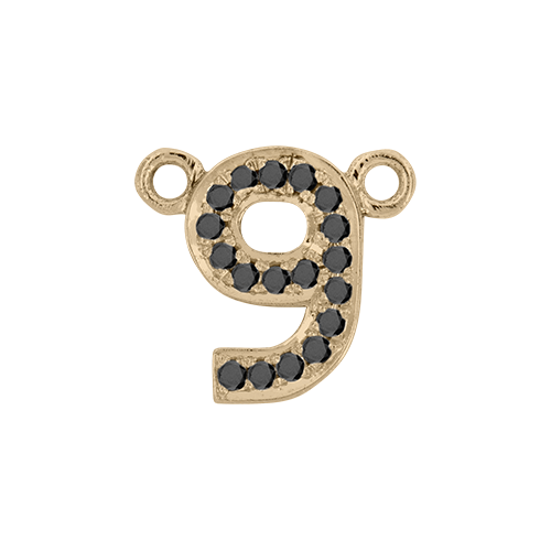 Black Diamond + 14k Yellow Gold Letter Charm