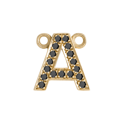 Black Diamond + 14k Yellow Gold Letter Charm