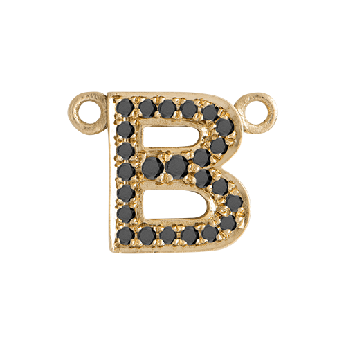 Black Diamond + 14k Yellow Gold Letter Charm