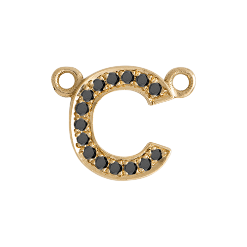 Black Diamond + 14k Yellow Gold Letter Charm