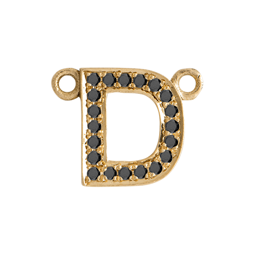 Black Diamond + 14k Yellow Gold Letter Charm