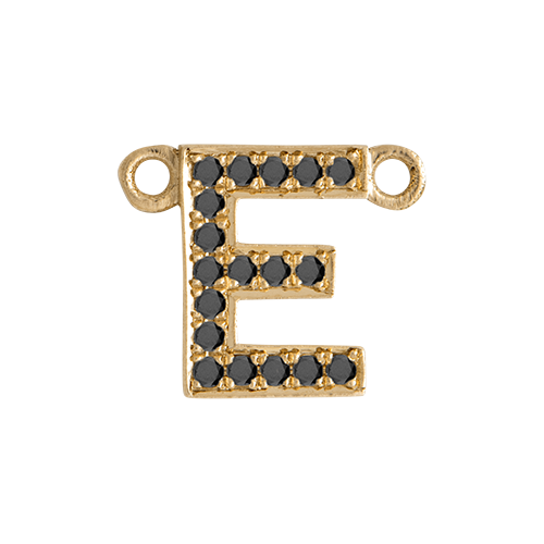 Black Diamond + 14k Yellow Gold Letter Charm