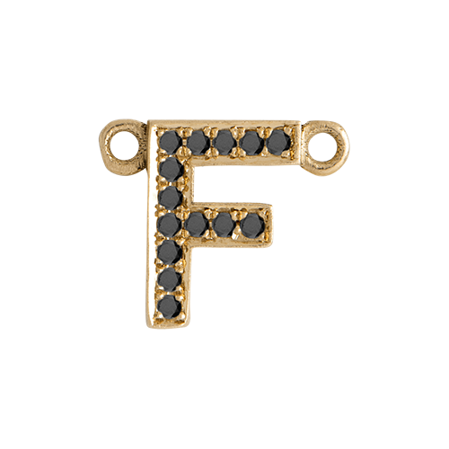 Black Diamond + 14k Yellow Gold Letter Charm