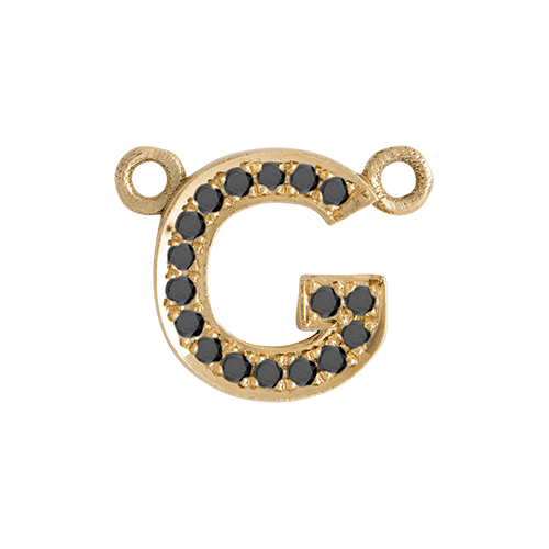 Black Diamond + 14k Yellow Gold Letter Charm