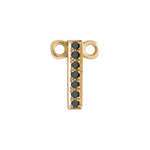 Black Diamond + 14k Yellow Gold Letter Charm