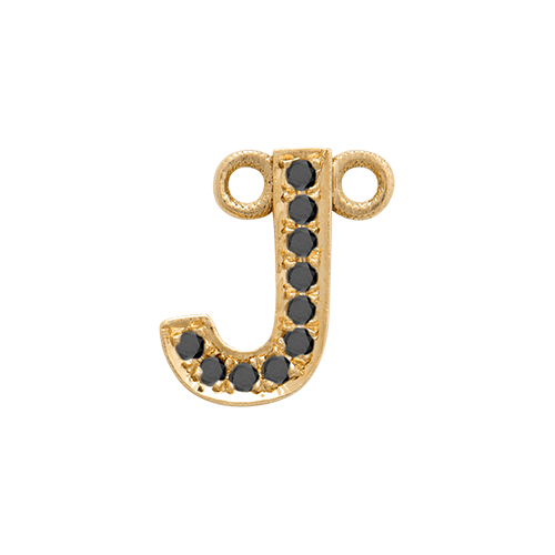 Black Diamond + 14k Yellow Gold Letter Charm