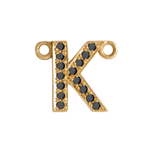 Black Diamond + 14k Yellow Gold Letter Charm