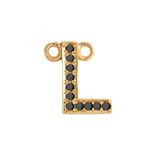 Black Diamond + 14k Yellow Gold Letter Charm