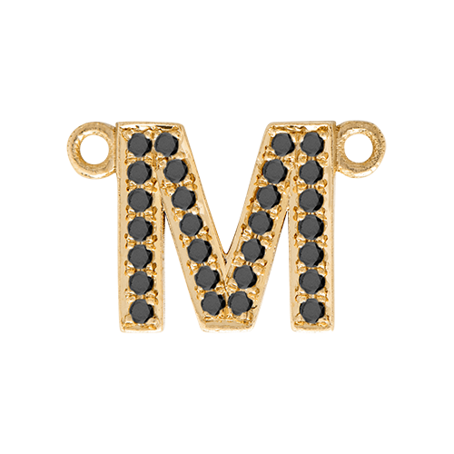 Black Diamond + 14k Yellow Gold Letter Charm