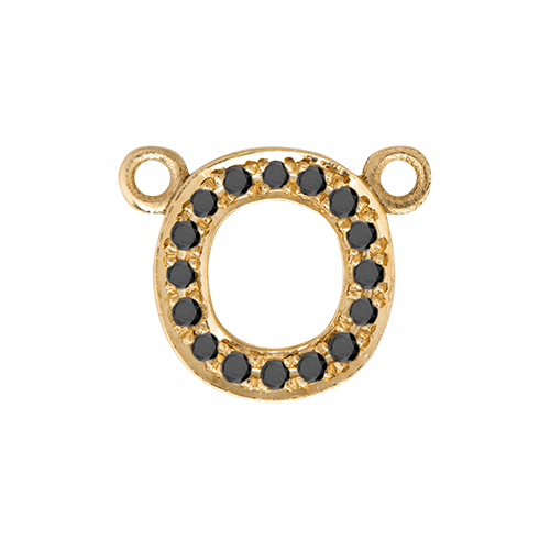 Black Diamond + 14k Yellow Gold Letter Charm