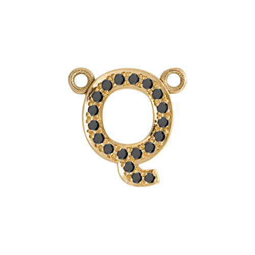 Black Diamond + 14k Yellow Gold Letter Charm