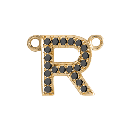 Black Diamond + 14k Yellow Gold Letter Charm