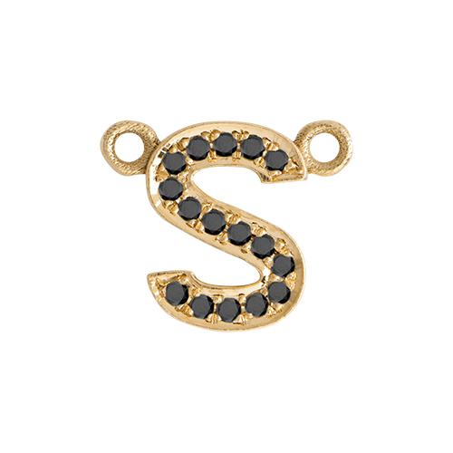 Black Diamond + 14k Yellow Gold Letter Charm