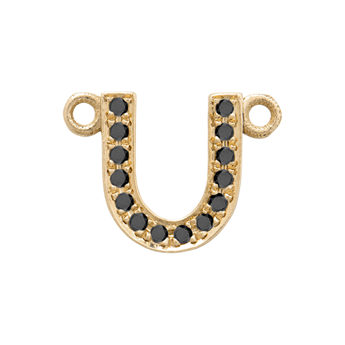 Black Diamond + 14k Yellow Gold Letter Charm