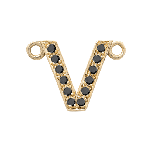 Black Diamond + 14k Yellow Gold Letter Charm