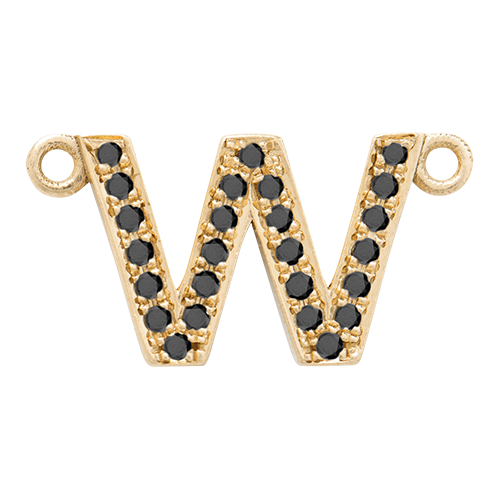 Black Diamond + 14k Yellow Gold Letter Charm