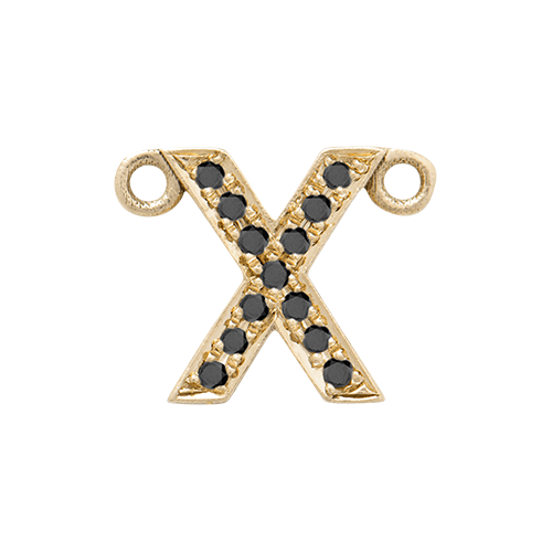 Black Diamond + 14k Yellow Gold Letter Charm