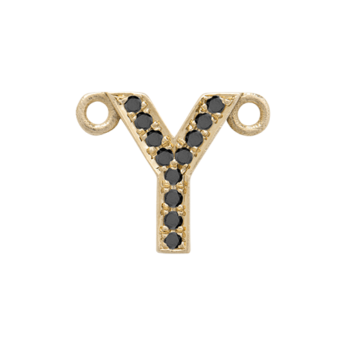 Black Diamond + 14k Yellow Gold Letter Charm
