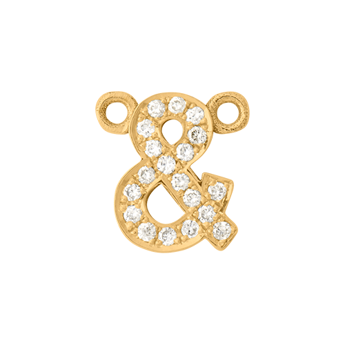 White Diamond + 14k Yellow Gold Letter Charm