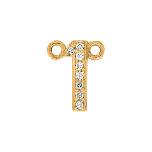 White Diamond + 14k Yellow Gold Number Charm